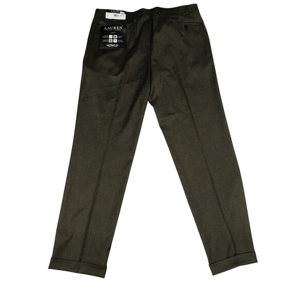 Ralph Lauren Brown Stretch Wrinkle Resistant Dress Pants Check 38 x 32 NWT - Picture 7 of 8